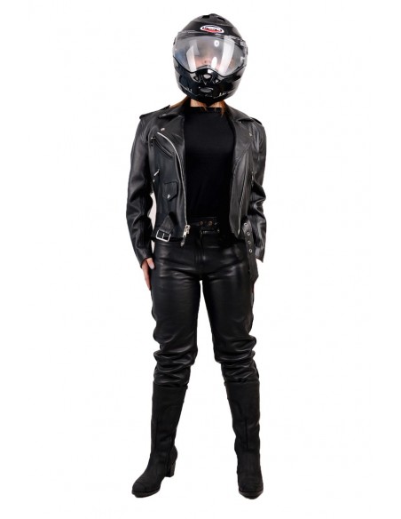 Skórzane spodnie motocyklowe damskie proste ANILIN SSD003 - Rypard.pl Odzież i akcesoria motocyklowe