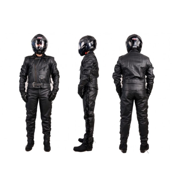 Kombinezon motocyklowy klasyczny skórzany KOM037 Ramoneska + Spodnie wiązane - Rypard.pl odzież i akcesoria motocyklowe
