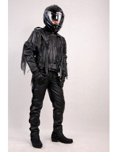 Kombinezon motocyklowy klasyczny skórzany KOM041 Ramoneska z frędzlami - Rypard.pl odzież i akcesoria motocyklowe 2