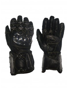 Skórzane męskie rękawice motocyklowe z regulacją w okolicach nadgarstka wykonane z delikatnej skóry