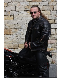 Skórzana kurtka motocyklowa męska RETRO USA KSM007 - Rypard.pl Odzież i akcesoria motocyklowe 2