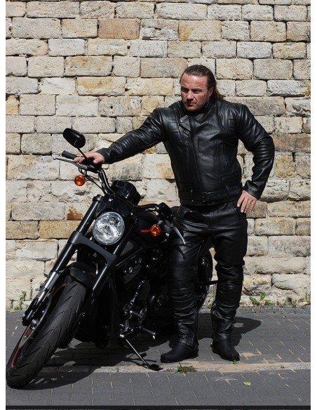 Uniwersalna skórzana kurtka motocyklowa POLICYJNA KSM001 - Rypard.pl Odzież i akcesoria motocyklowe