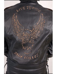 Kurtka motocyklowa skórzana męska RAMONESKA KLASYCZNA Z TŁOCZONYM ORŁEM USA KSM005 - Rypard.pl Odzież i akcesoria motocyklo 2