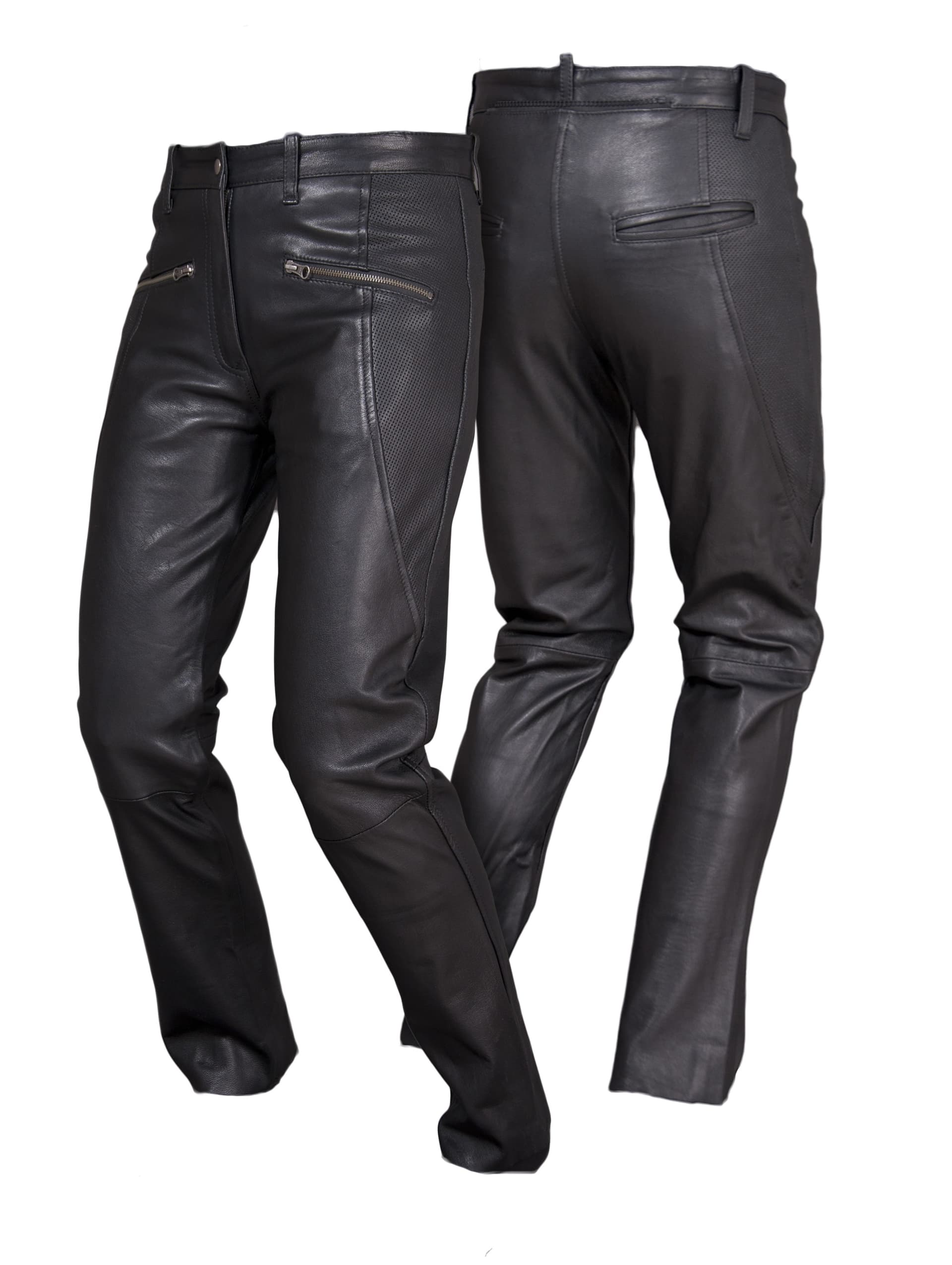 PROSTE SPODNIE SKÓRZANE DAMSKIE LETNIE PERFOROWANE O KROJU JEANS'OWYM MOHITO SSD012