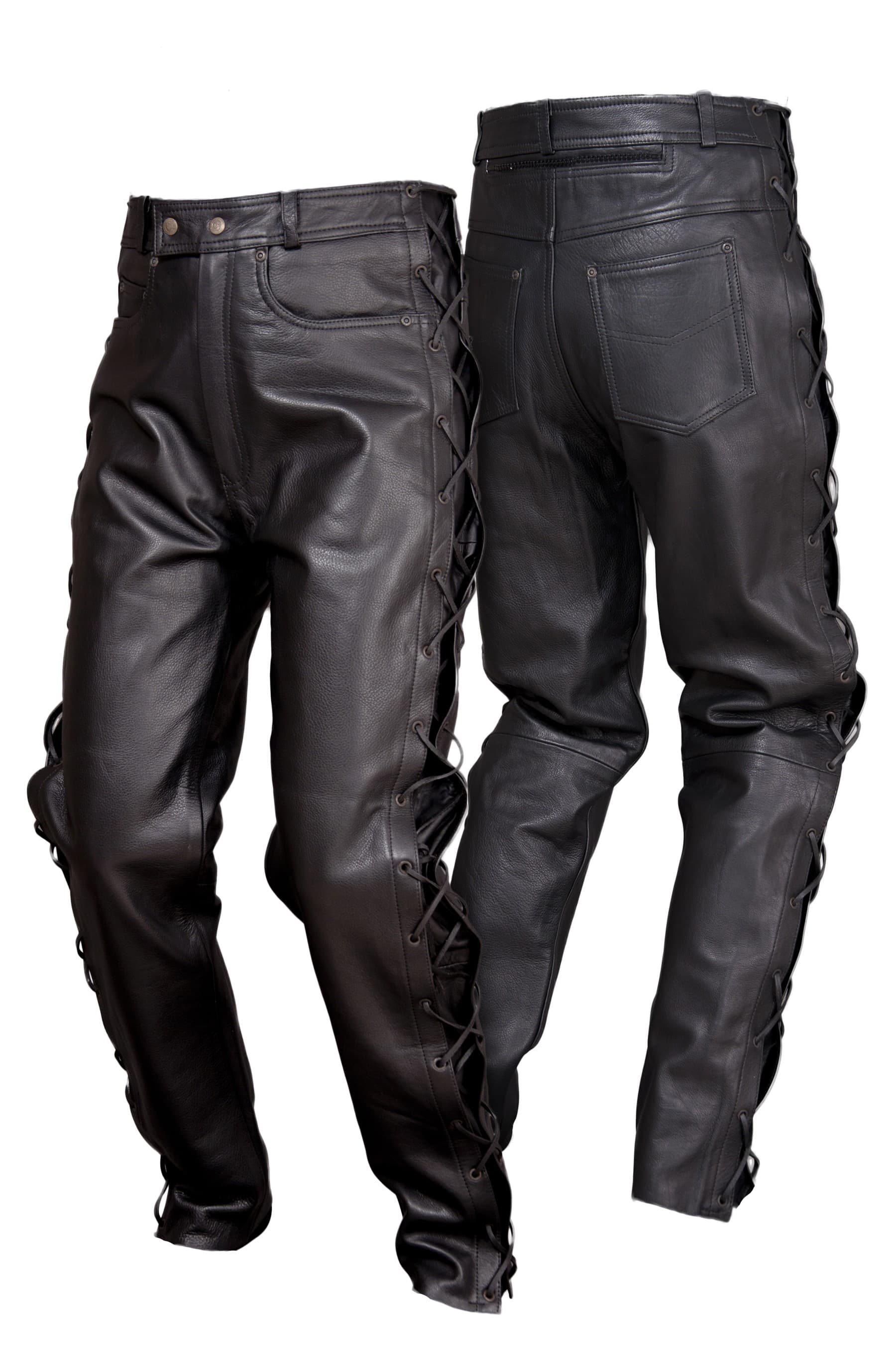 SPODNIE MOTOCYKLOWE SKÓRZANE WIĄZANE RZEMIENIAMI MIĘKKA SKÓRA SSM001