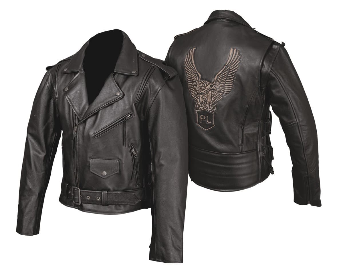 RAMONESKA SKÓRZANA MOTOCYKLOWA KLASYCZNA Z TŁOCZONYM ORŁEM "PL" KSM004